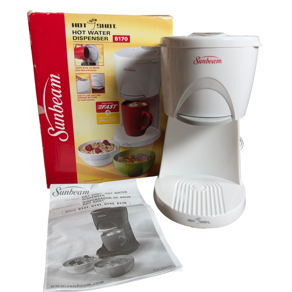 Sunbeam Hot Shot Hot Water Dispenser 6170 White 16oz Fast Heating *Tested*